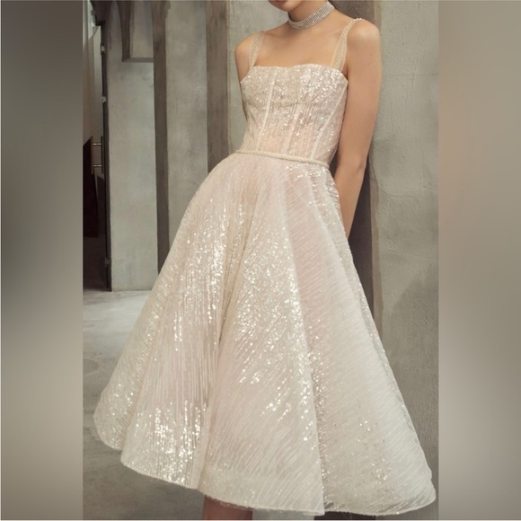 NWT Bronx and Banco white Mademoiselle Bridal midi dress - Picture 2 of 16